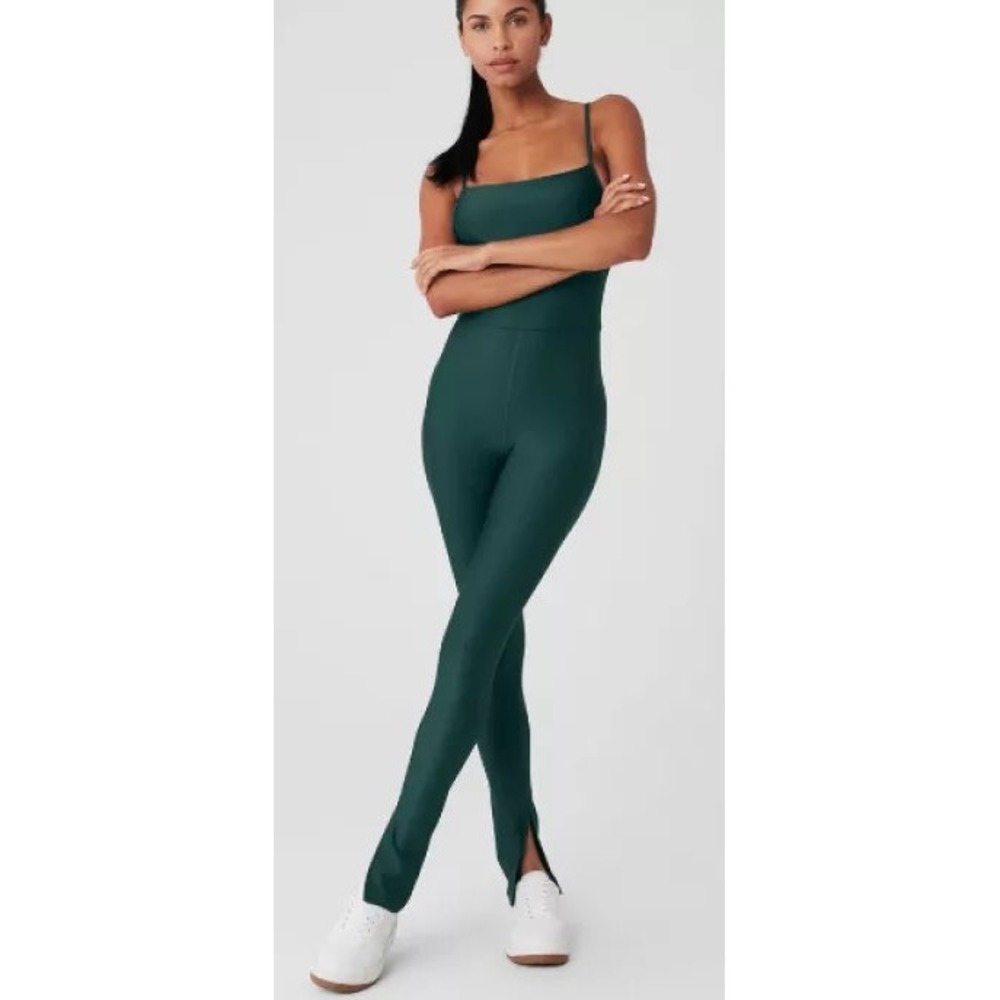 Alo Yoga Airlift Disco Daze Onesie Jumpsuit Forest Green XS